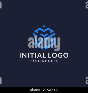 VG logo hexagon designs, best monogram initial logo with hexagonal shape design ideas inspiration Stock Vector