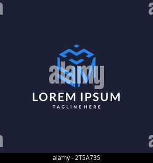 YM logo hexagon designs, best monogram initial logo with hexagonal shape design ideas inspiration Stock Vector