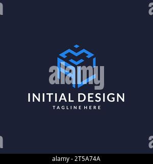 AL logo hexagon designs, best monogram initial logo with hexagonal shape design ideas inspiration Stock Vector