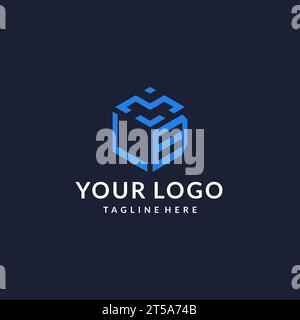 LB logo hexagon designs, best monogram initial logo with hexagonal shape design ideas inspiration Stock Vector