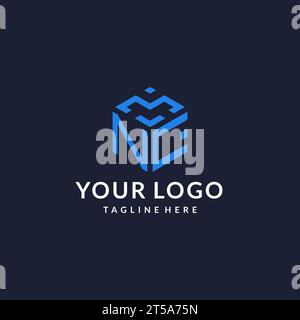 NC logo hexagon designs, best monogram initial logo with hexagonal shape design ideas inspiration Stock Vector