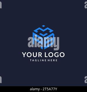 PB logo hexagon designs, best monogram initial logo with hexagonal shape design ideas inspiration Stock Vector