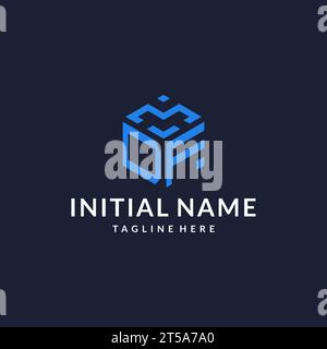 DF logo hexagon designs, best monogram initial logo with hexagonal shape design ideas inspiration Stock Vector