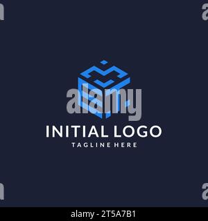 ET logo hexagon designs, best monogram initial logo with hexagonal shape design ideas inspiration Stock Vector