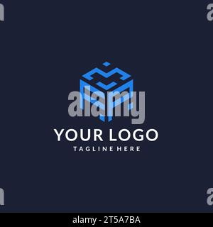 FP logo hexagon designs, best monogram initial logo with hexagonal shape design ideas inspiration Stock Vector