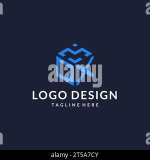 QX logo hexagon designs, best monogram initial logo with hexagonal shape design ideas inspiration Stock Vector