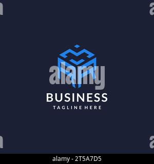 RR logo hexagon designs, best monogram initial logo with hexagonal shape design ideas inspiration Stock Vector