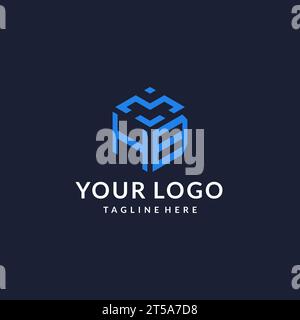 HB logo hexagon designs, best monogram initial logo with hexagonal shape design ideas inspiration Stock Vector