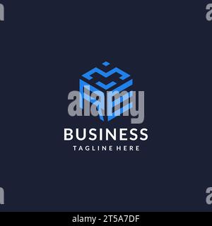 RE logo hexagon designs, best monogram initial logo with hexagonal shape design ideas inspiration Stock Vector