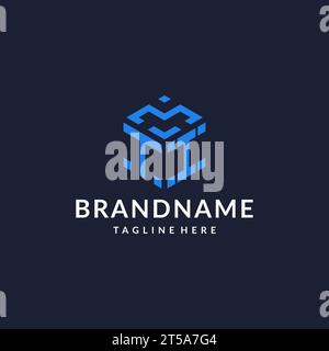 TI logo hexagon designs, best monogram initial logo with hexagonal shape design ideas inspiration Stock Vector