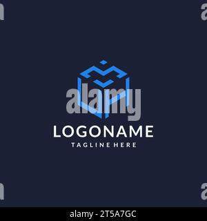 UH logo hexagon designs, best monogram initial logo with hexagonal shape design ideas inspiration Stock Vector