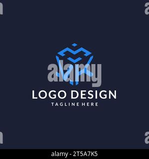 VK logo hexagon designs, best monogram initial logo with hexagonal shape design ideas inspiration Stock Vector
