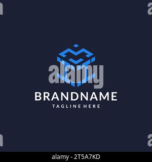 II logo hexagon designs, best monogram initial logo with hexagonal shape design ideas inspiration Stock Vector