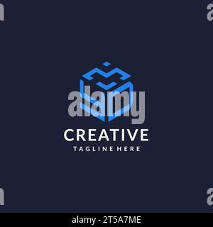 YD logo hexagon designs, best monogram initial logo with hexagonal shape design ideas inspiration Stock Vector