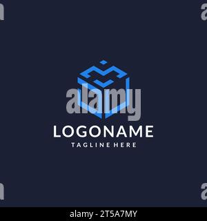 JU logo hexagon designs, best monogram initial logo with hexagonal shape design ideas inspiration Stock Vector