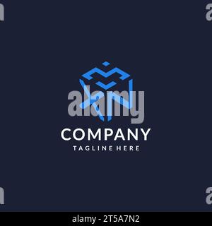 XN logo hexagon designs, best monogram initial logo with hexagonal shape design ideas inspiration Stock Vector