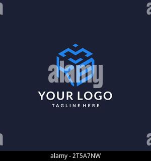KB logo hexagon designs, best monogram initial logo with hexagonal shape design ideas inspiration Stock Vector