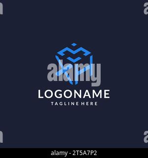 XH logo hexagon designs, best monogram initial logo with hexagonal shape design ideas inspiration Stock Vector