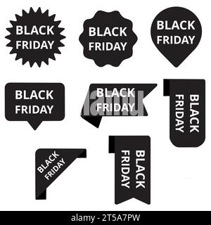 Black friday labels on a white background with copy space Stock Vector