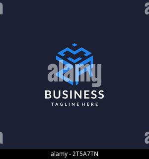 ZR logo hexagon designs, best monogram initial logo with hexagonal shape design ideas inspiration Stock Vector