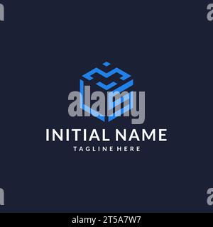 LS logo hexagon designs, best monogram initial logo with hexagonal shape design ideas inspiration Stock Vector