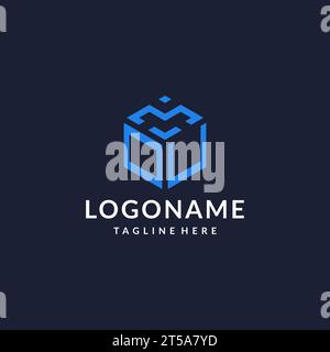 OU logo hexagon designs, best monogram initial logo with hexagonal shape design ideas inspiration Stock Vector