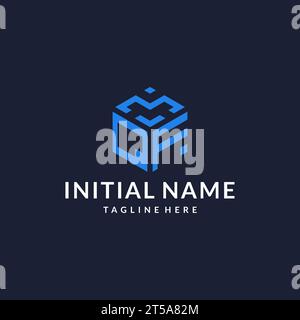 QF logo hexagon designs, best monogram initial logo with hexagonal shape design ideas inspiration Stock Vector