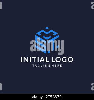 ST logo hexagon designs, best monogram initial logo with hexagonal shape design ideas inspiration Stock Vector