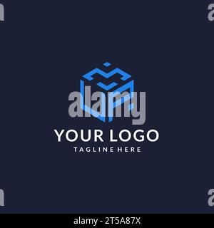 UP logo hexagon designs, best monogram initial logo with hexagonal shape design ideas inspiration Stock Vector