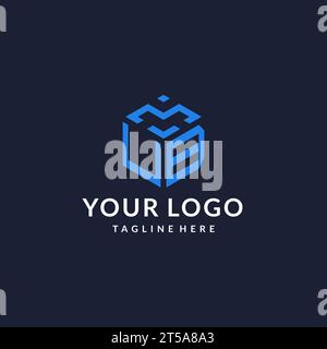 UB logo hexagon designs, best monogram initial logo with hexagonal shape design ideas inspiration Stock Vector