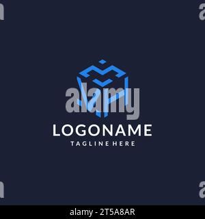 VH logo hexagon designs, best monogram initial logo with hexagonal shape design ideas inspiration Stock Vector