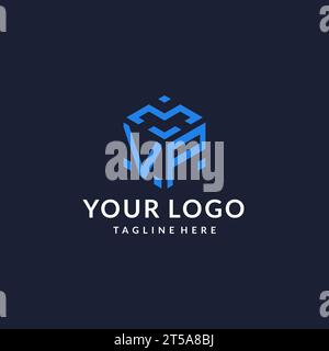 VP logo hexagon designs, best monogram initial logo with hexagonal shape design ideas inspiration Stock Vector