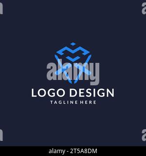XX logo hexagon designs, best monogram initial logo with hexagonal shape design ideas inspiration Stock Vector