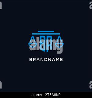 BR monogram initial logo with scales of justice icon design inspiration, vector graphic Stock Vector