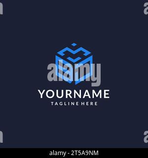 BJ logo hexagon designs, best monogram initial logo with hexagonal shape design ideas inspiration Stock Vector