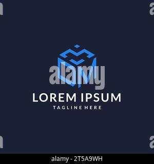 DM logo hexagon designs, best monogram initial logo with hexagonal shape design ideas inspiration Stock Vector