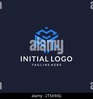 FT logo hexagon designs, best monogram initial logo with hexagonal shape design ideas inspiration Stock Vector