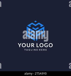 EP logo hexagon designs, best monogram initial logo with hexagonal shape design ideas inspiration Stock Vector