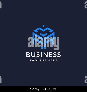 FR logo hexagon designs, best monogram initial logo with hexagonal shape design ideas inspiration Stock Vector