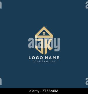 Initial JK logo with creative house icon, modern and professional real ...