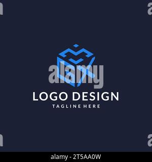 GX logo hexagon designs, best monogram initial logo with hexagonal shape design ideas inspiration Stock Vector