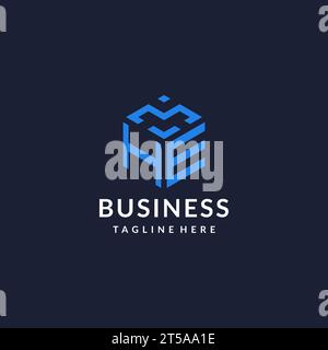HE logo hexagon designs, best monogram initial logo with hexagonal shape design ideas inspiration Stock Vector