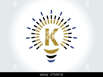 Letter K Electric Bulb Logo Design Vector Template. Light Bulb with letter Logotype Sign Symbol Stock Vector