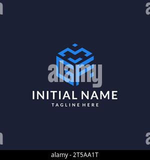 GF logo hexagon designs, best monogram initial logo with hexagonal shape design ideas inspiration Stock Vector