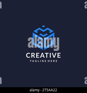 GQ logo hexagon designs, best monogram initial logo with hexagonal shape design ideas inspiration Stock Vector