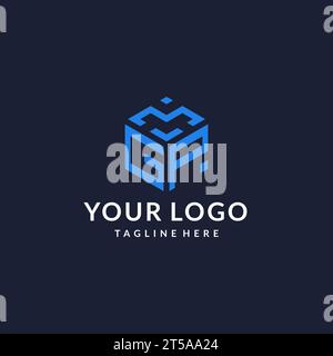 GP logo hexagon designs, best monogram initial logo with hexagonal shape design ideas inspiration Stock Vector