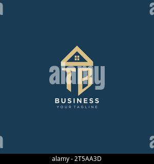 initial letter TB with simple house roof creative logo design for real estate company vector graphic Stock Vector