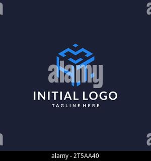 HT logo hexagon designs, best monogram initial logo with hexagonal shape design ideas inspiration Stock Vector
