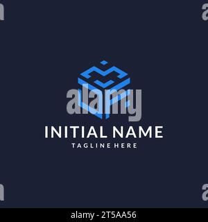 JF logo hexagon designs, best monogram initial logo with hexagonal shape design ideas inspiration Stock Vector