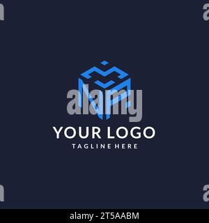 NP logo hexagon designs, best monogram initial logo with hexagonal shape design ideas inspiration Stock Vector